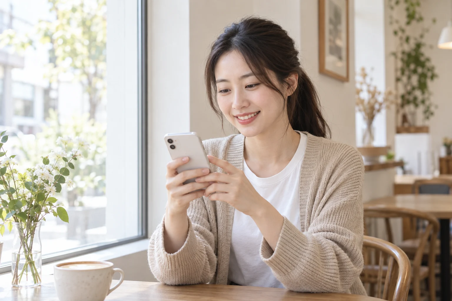 휴대폰을 보며 상담을 기다리는 사람