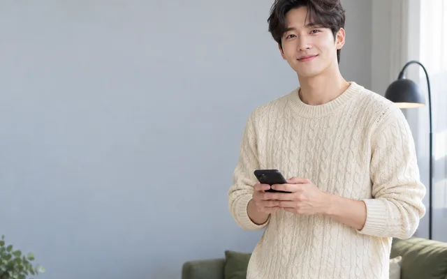 휴대폰으로 결제를 확인하는 사람